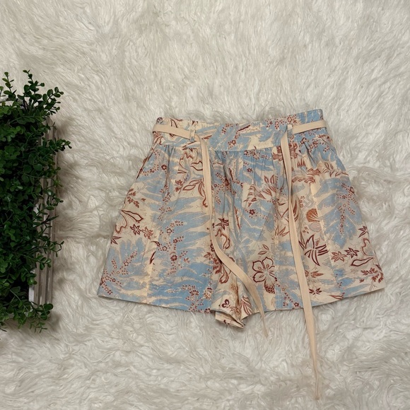 Ulla Johnson Shorts 4 Baby Blue and Cream - Picture 1 of 8
